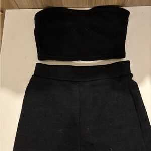 Black Strapless Top and Pants Set